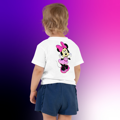 Designer Minnie-Mouse Toddler Short Sleeve Jersey Tee | Available in Multiple Colors | Design on Front & Back