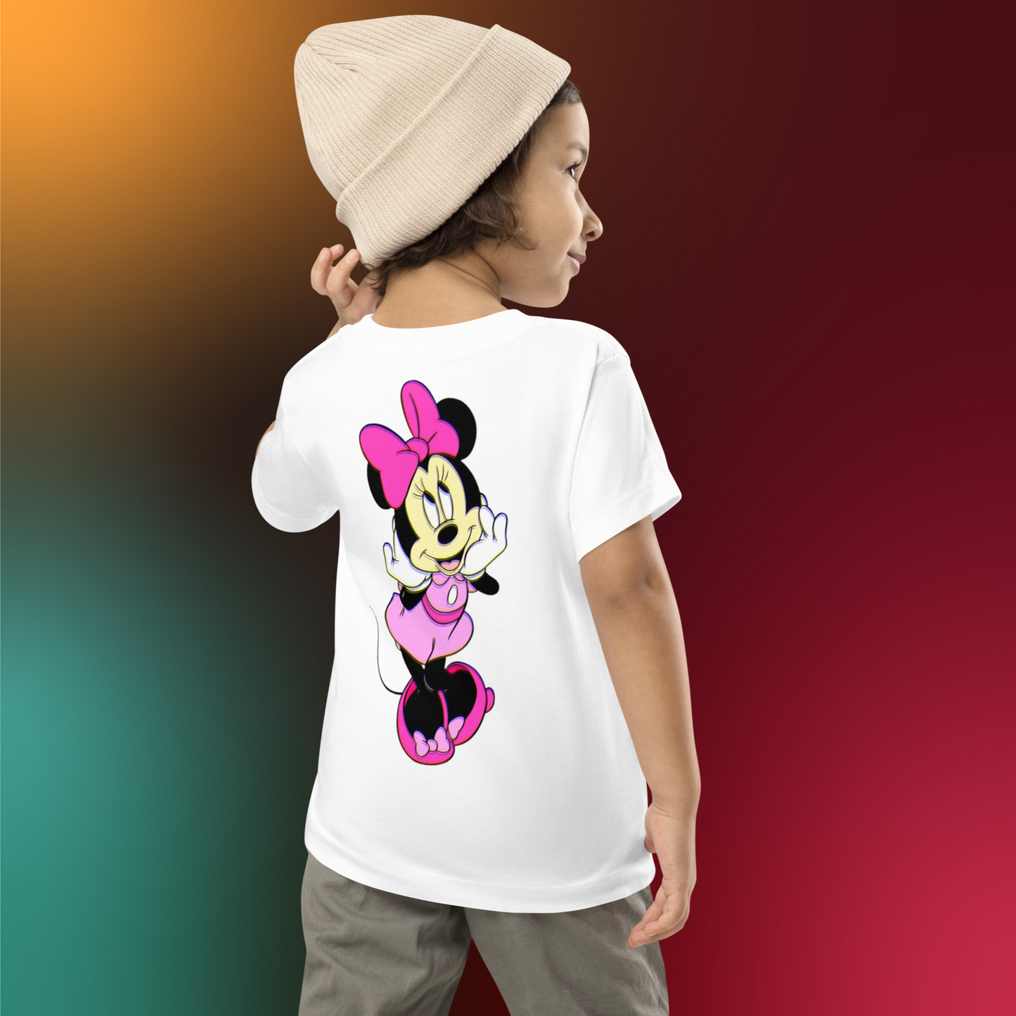 Designer Minnie-Mouse Toddler Short Sleeve Jersey Tee | Available in Multiple Colors | Design on Front & Back