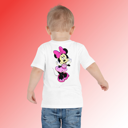 Designer Minnie-Mouse Toddler Short Sleeve Jersey Tee | Available in Multiple Colors | Design on Front & Back