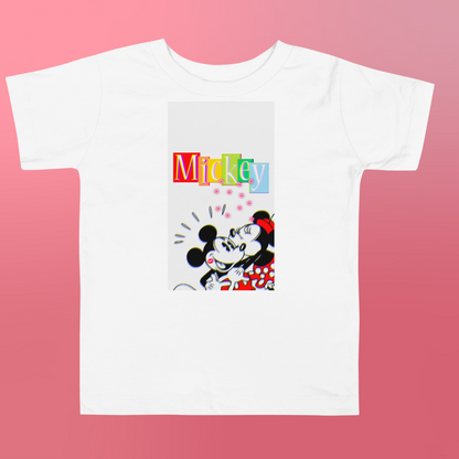 Designer Mickey-Mouse and Minnie-Mouse Toddler Short Sleeve Jersey Tee | Available in Multiple Colors | Design on Front & Back