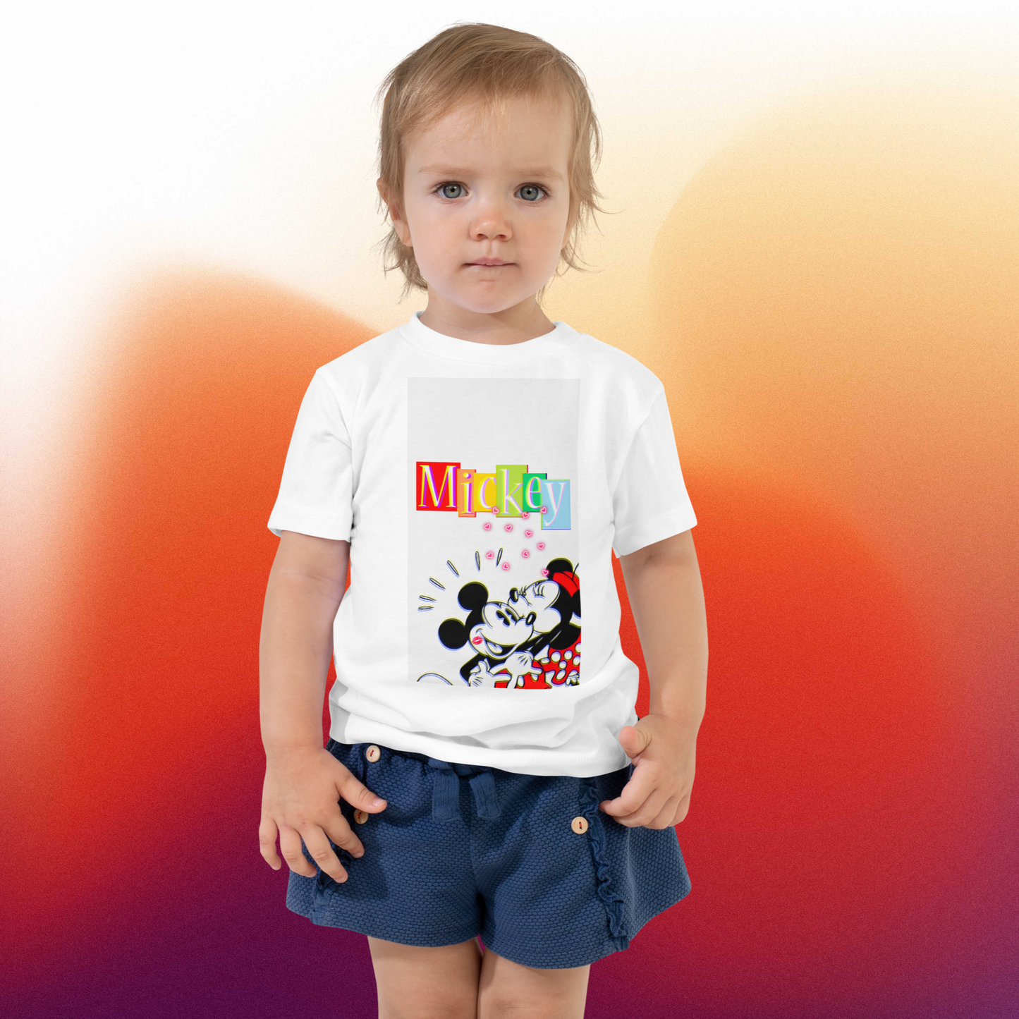 Designer Mickey-Mouse and Minnie-Mouse Toddler Short Sleeve Jersey Tee | Available in Multiple Colors | Design on Front & Back