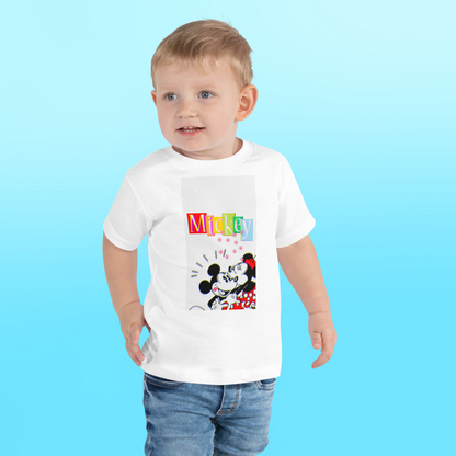 Designer Mickey-Mouse and Minnie-Mouse Toddler Short Sleeve Jersey Tee | Available in Multiple Colors | Design on Front & Back