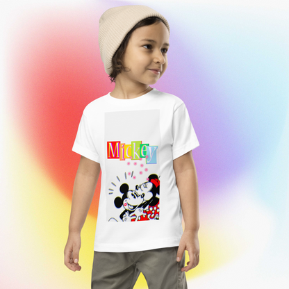 Designer Mickey-Mouse and Minnie-Mouse Toddler Short Sleeve Jersey Tee | Available in Multiple Colors | Design on Front & Back