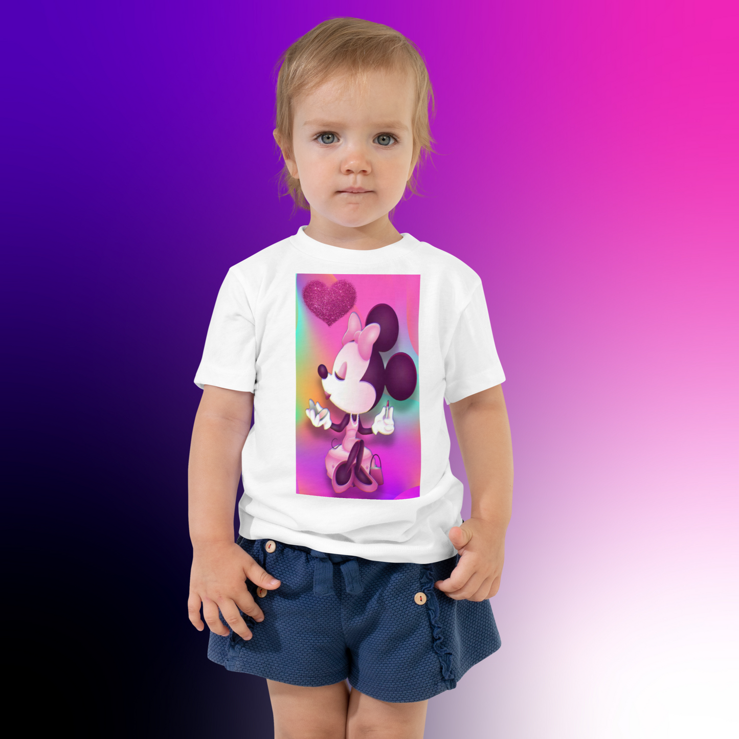 Designer Minnie-Mouse Toddler Short Sleeve Jersey Tee | Available in Multiple Colors | Design on Front & Back