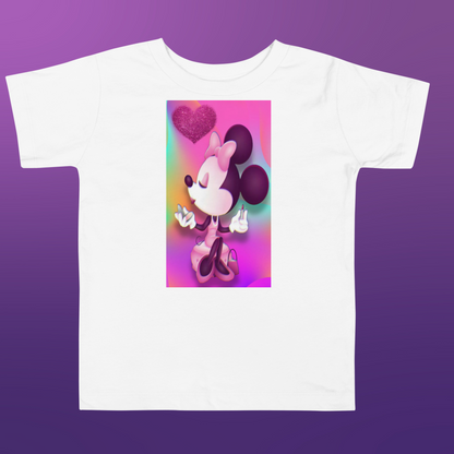 Designer Minnie-Mouse Toddler Short Sleeve Jersey Tee | Available in Multiple Colors | Design on Front & Back