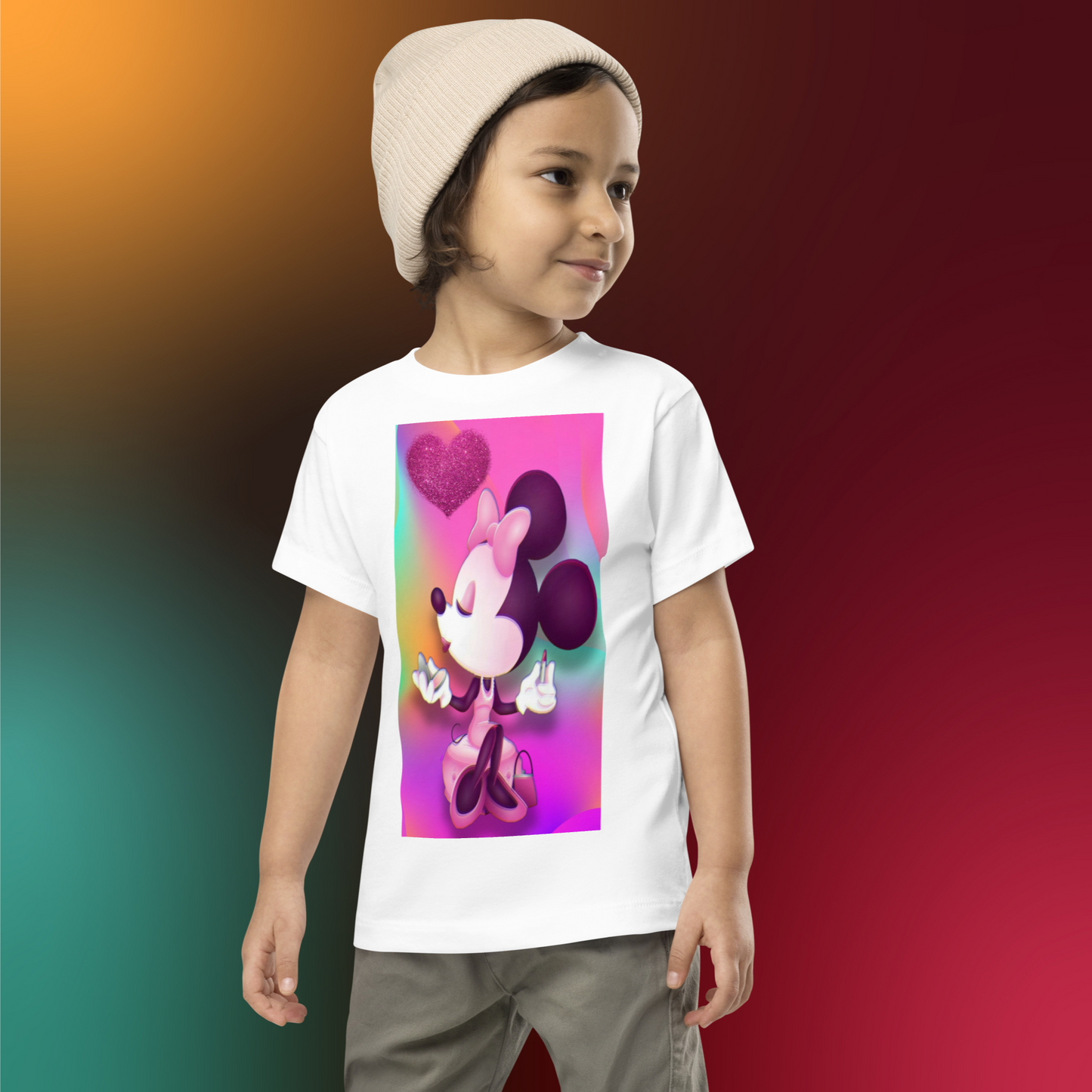 Designer Minnie-Mouse Toddler Short Sleeve Jersey Tee | Available in Multiple Colors | Design on Front & Back