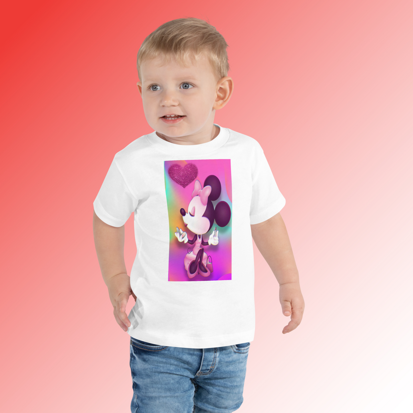 Designer Minnie-Mouse Toddler Short Sleeve Jersey Tee | Available in Multiple Colors | Design on Front & Back