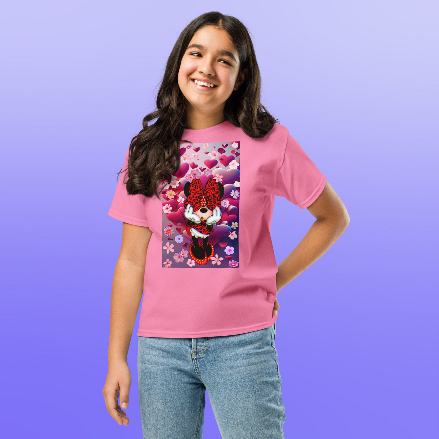 Designer Minnie-Mouse Youth Classic Tee| Available in Multiple Colors | Design on Front & Back