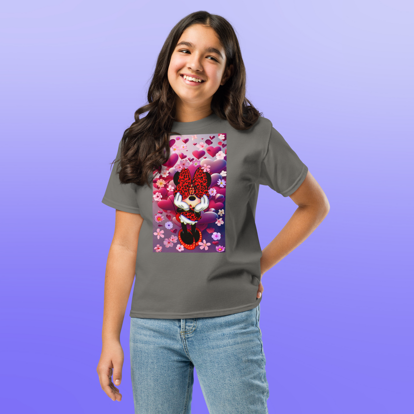 Designer Minnie-Mouse Youth Classic Tee| Available in Multiple Colors | Design on Front & Back