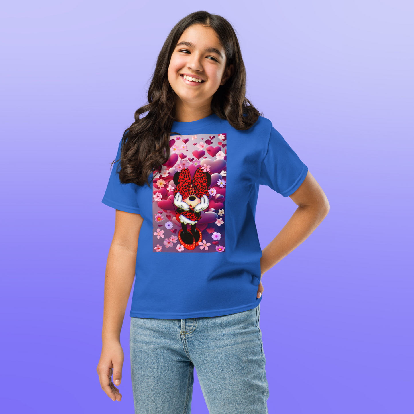 Designer Minnie-Mouse Youth Classic Tee| Available in Multiple Colors | Design on Front & Back