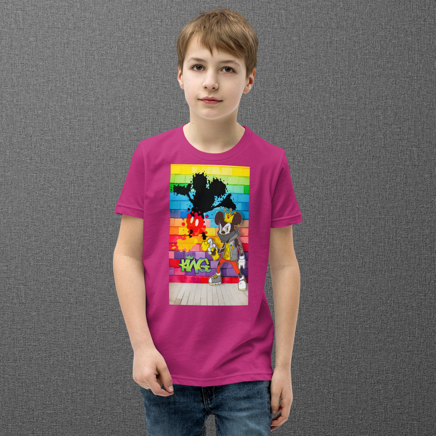 Designer Mickey-Mouse Youth Short Sleeve T-Shirt | Available in Multiple Colors | Design on Front & Back