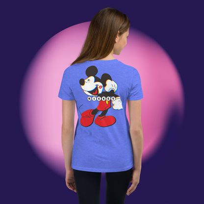 Designer Mickey-Mouse Youth Short Sleeve T-Shirt | Available in Multiple Colors | Design on Front & Back