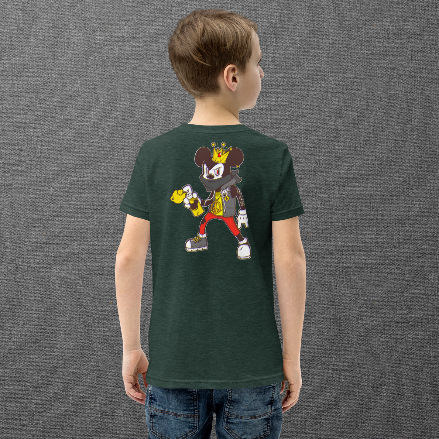 Designer Mickey-Mouse Youth Short Sleeve T-Shirt | Available in Multiple Colors | Design on Front & Back