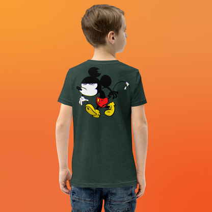 Designer Mickey-Mouse Youth Short Sleeve T-Shirt | Available in Multiple Colors | Design on Front & Back