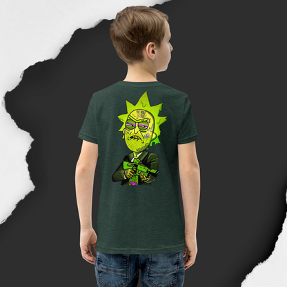 Designer Rick and Morty Youth Short Sleeve T-Shirt | Available in Multiple Colors | Design on Front & Back