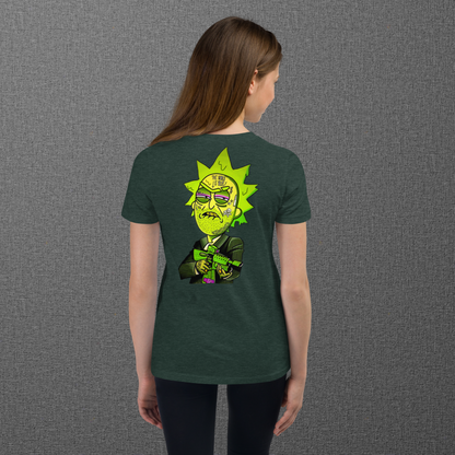 Designer Rick and Morty Youth Short Sleeve T-Shirt | Available in Multiple Colors | Design on Front & Back