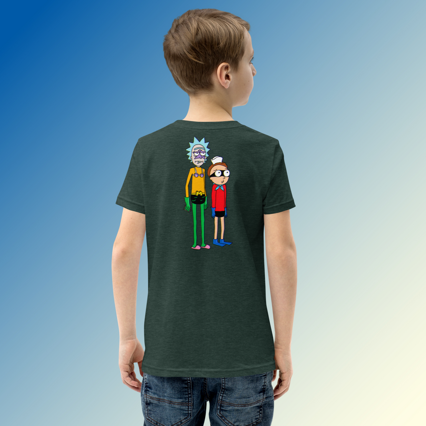 Designer Rick and Morty Youth Short Sleeve T-Shirt | Available in Multiple Colors | Design on Front & Back