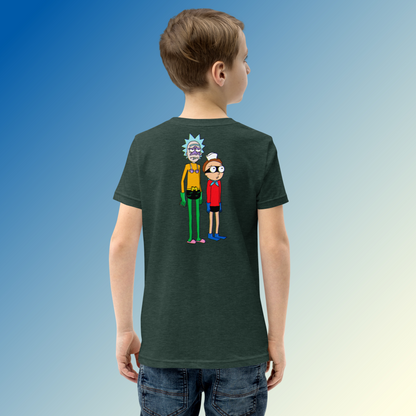 Designer Rick and Morty Youth Short Sleeve T-Shirt | Available in Multiple Colors | Design on Front & Back