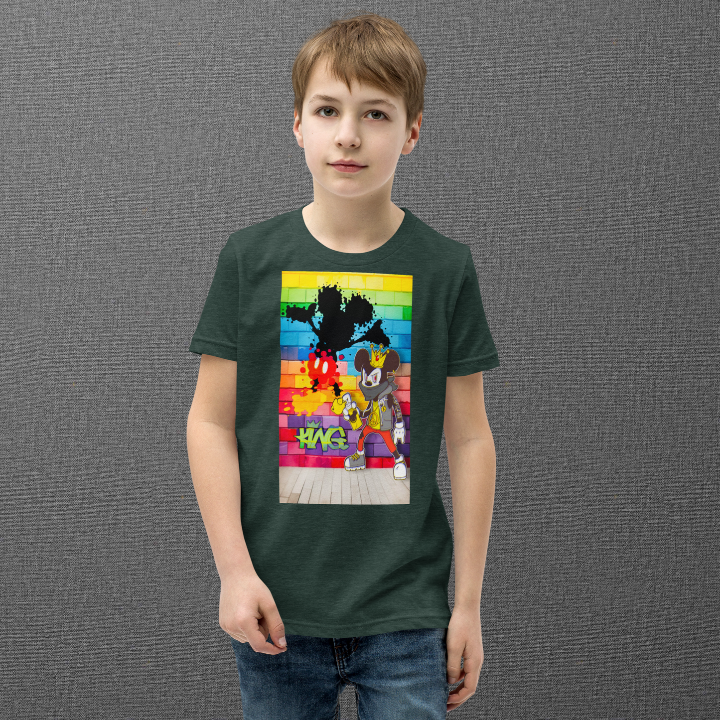 Designer Mickey-Mouse Youth Short Sleeve T-Shirt | Available in Multiple Colors | Design on Front & Back