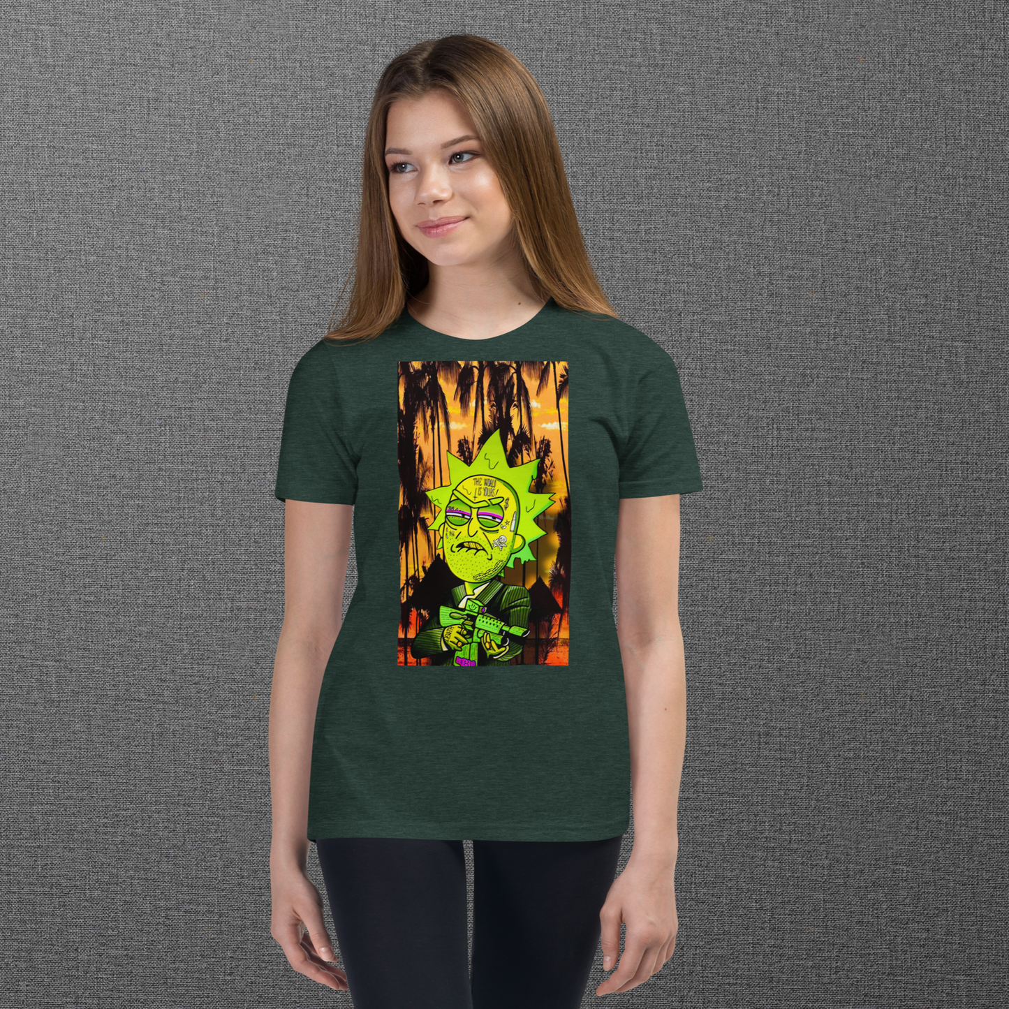 Designer Rick and Morty Youth Short Sleeve T-Shirt | Available in Multiple Colors | Design on Front & Back