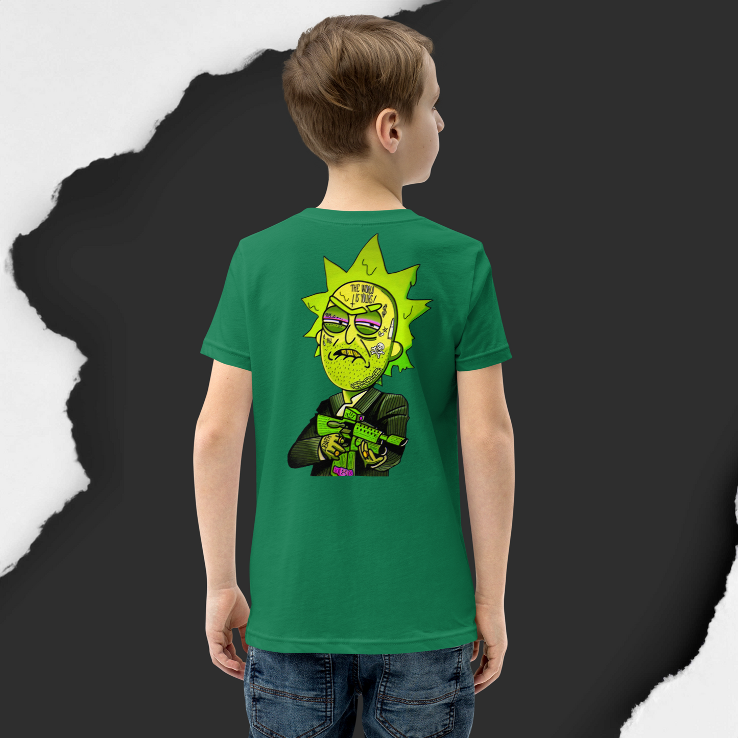 Designer Rick and Morty Youth Short Sleeve T-Shirt | Available in Multiple Colors | Design on Front & Back