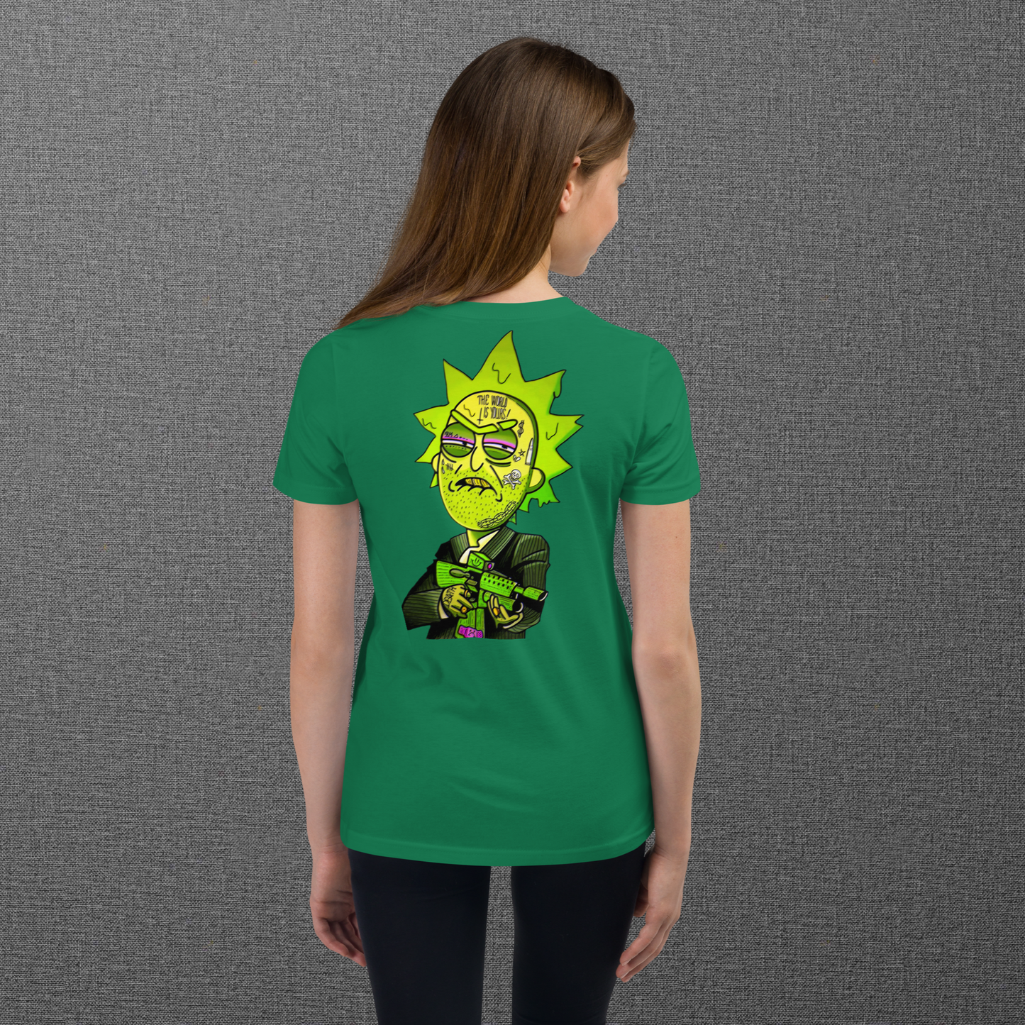 Designer Rick and Morty Youth Short Sleeve T-Shirt | Available in Multiple Colors | Design on Front & Back