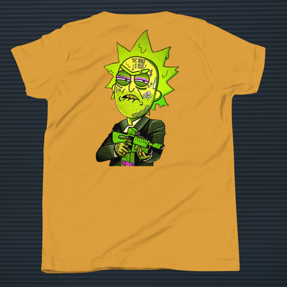 Designer Rick and Morty Youth Short Sleeve T-Shirt | Available in Multiple Colors | Design on Front & Back