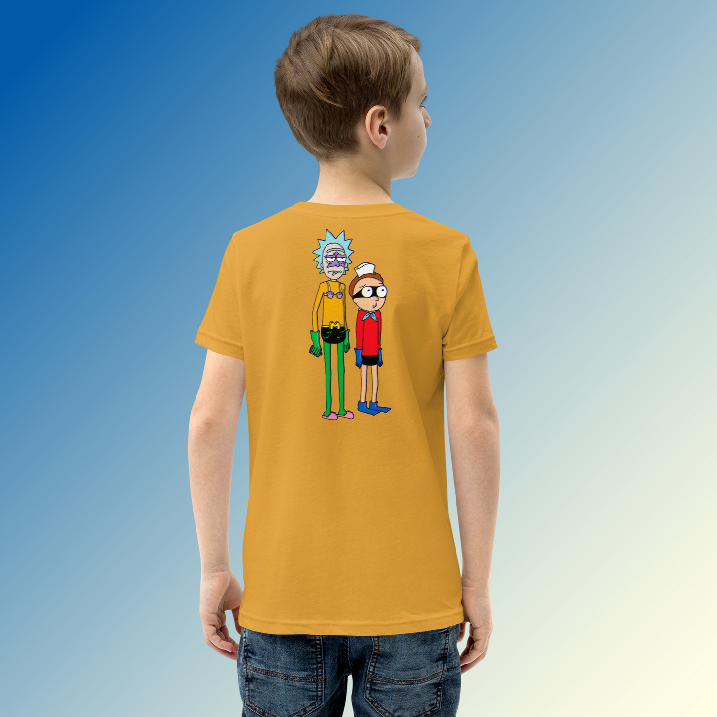 Designer Rick and Morty Youth Short Sleeve T-Shirt | Available in Multiple Colors | Design on Front & Back