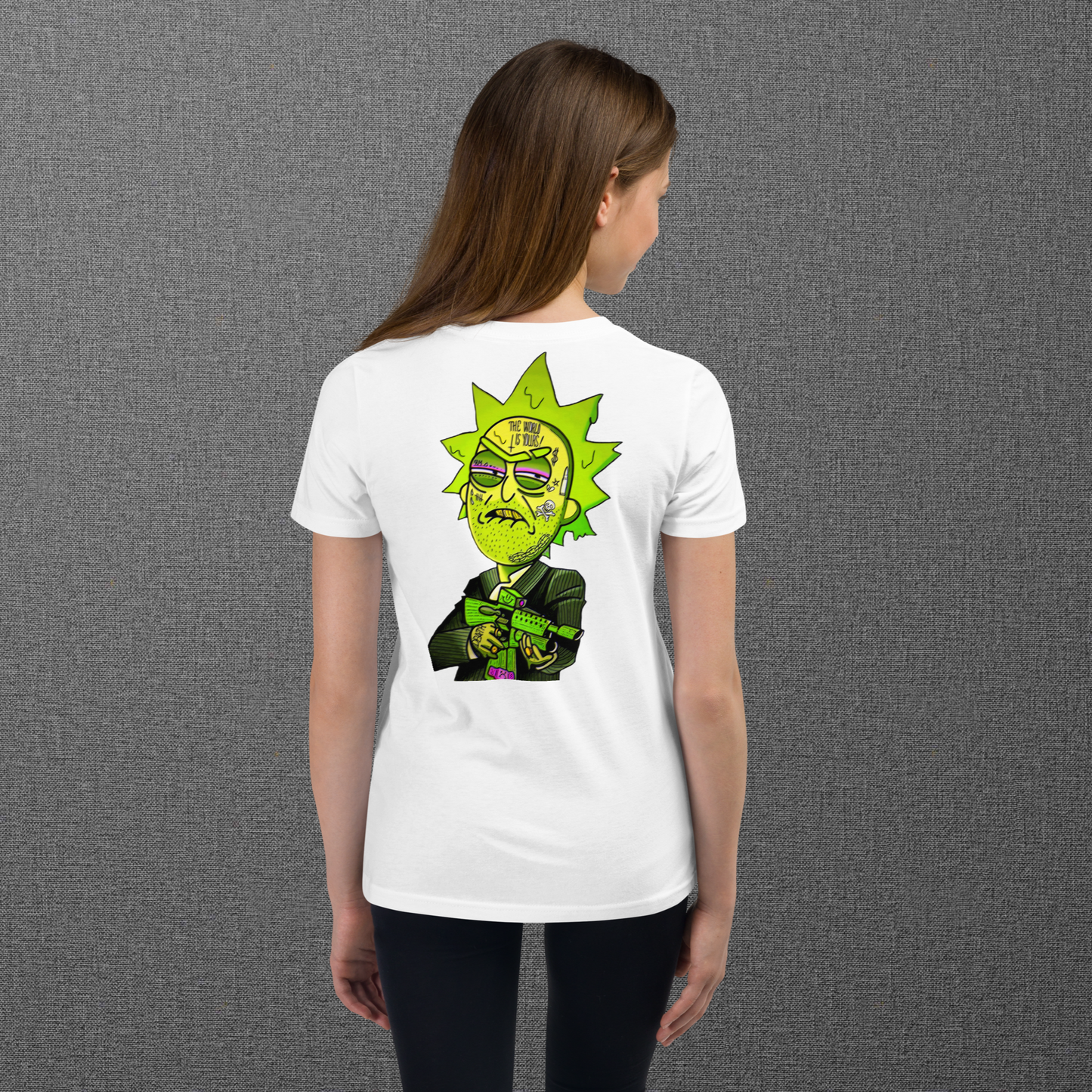 Designer Rick and Morty Youth Short Sleeve T-Shirt | Available in Multiple Colors | Design on Front & Back