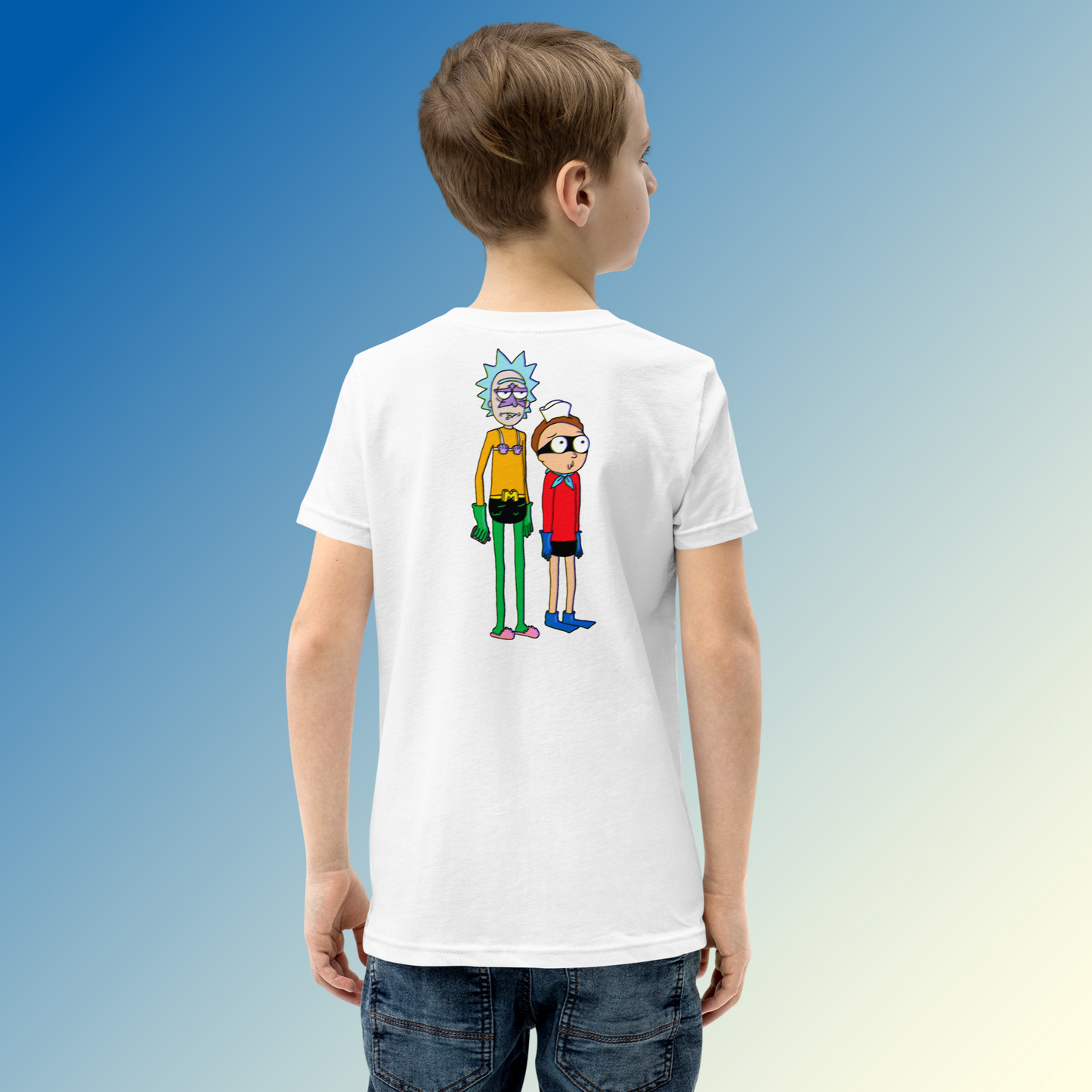 Designer Rick and Morty Youth Short Sleeve T-Shirt | Available in Multiple Colors | Design on Front & Back