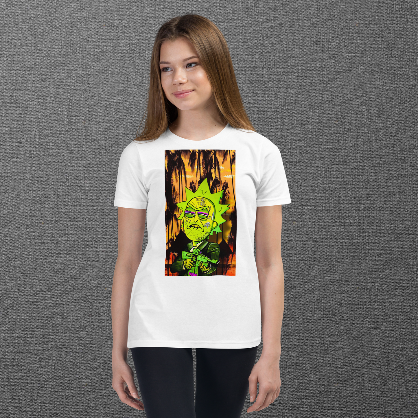 Designer Rick and Morty Youth Short Sleeve T-Shirt | Available in Multiple Colors | Design on Front & Back