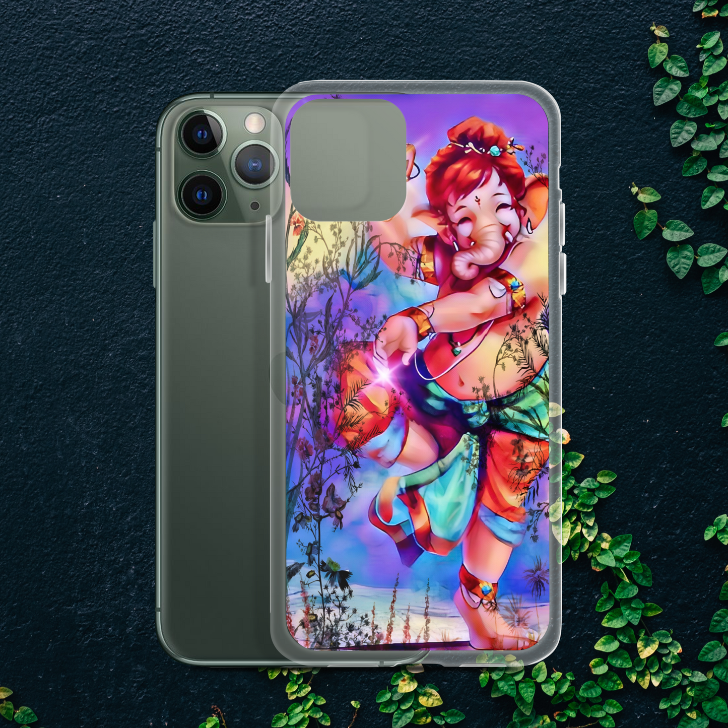 Ganesh Dancing iPhone® Clear Case | Available for most iPhone® models | Wireless Charging Compatible