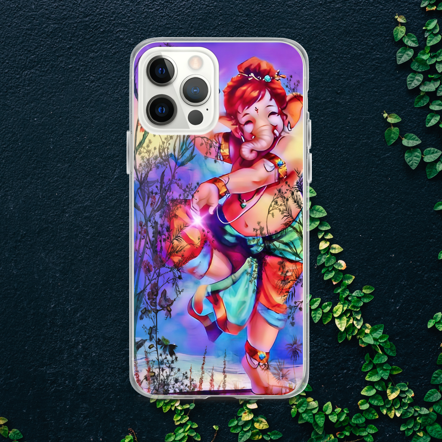 Ganesh Dancing iPhone® Clear Case | Available for most iPhone® models | Wireless Charging Compatible