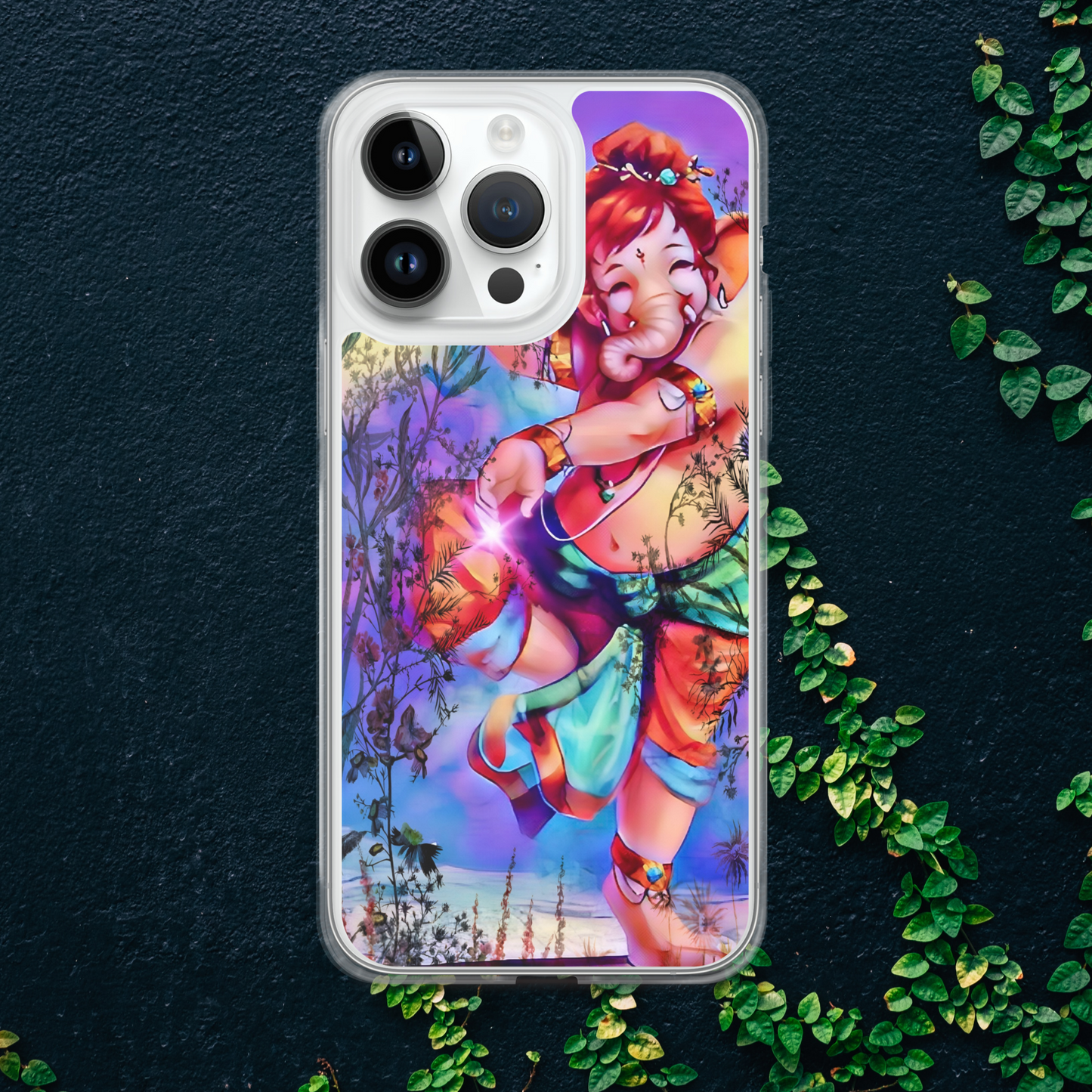 Ganesh Dancing iPhone® Clear Case | Available for most iPhone® models | Wireless Charging Compatible